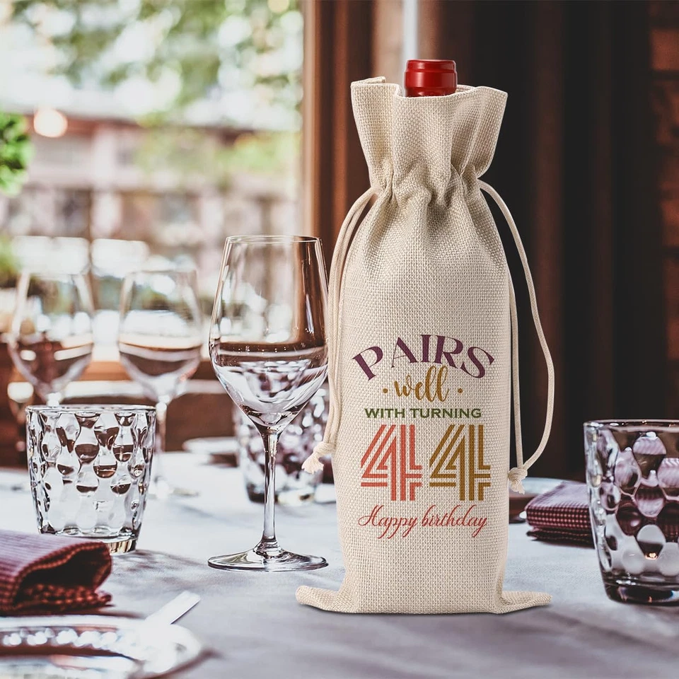 Divertidos regalos de cumpleaños 44 para hombre y mujer - Bolsa de vino para 44 años - Feliz A Foto 4 de 4