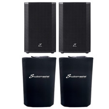 2x Studiomaster Vortex 12a 12" 2-way Active Portable Pa Speaker 350w Inc Covers