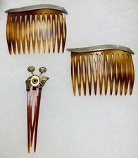Vintage Hair Combs Lot, 2 made In France , Rinera , One Jeweled, Missing Gems