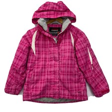 Karbon Jacket Hooded Winter Extrem Girls Size 10 Pink Plaid Long Sleeve Quilted