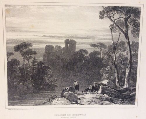 1826 lithograph of Bothwell Castle, near Glasgow, Scotland, by Richard Bonington - Picture 1 of 7