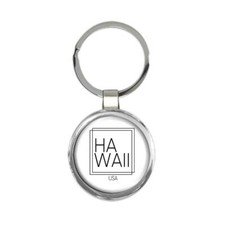Hawaii : Gift Round Keychain Square Souvenir Travel Beach USA Tropical