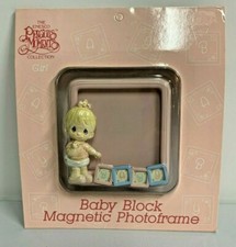 Precious Moments GIRL Baby Block Magnetic Pink Photo Frame 831468 Enesco 1990