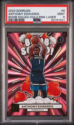 2023 PANINI DONRUSS BOMB SQUAD 6 ANTHONY EDWARDS HOLO PINK LASER PSA 9 50/50