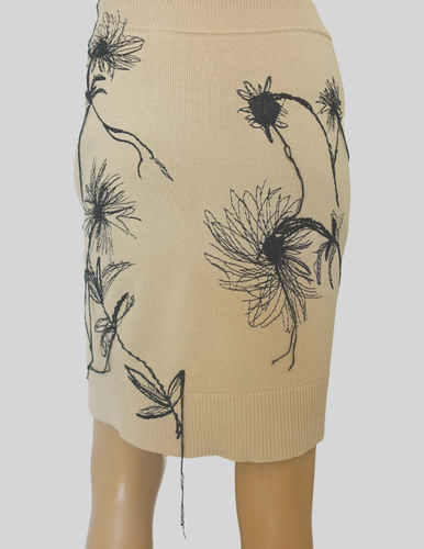 NWT Ballantyne 100% Cotton Short Knitted Beige Skirt Made in Italy IT44 US8 - Picture 3 of 7