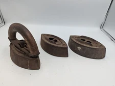 3 Vintage A.C. Williams And CO Sad Irons With Wood Handle Rustic Decor Cabin Lot