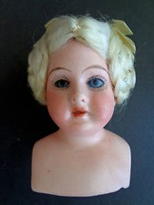 Vintage Bisque Doll Head 2 , Armand Marseilles, Blonde, blue eyes INV1994