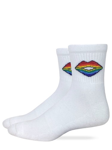 Rainbow Lips Pattern Mens Womens Moisture Wicking Cushion Quarter Socks 2 Pair P - Picture 5 of 6