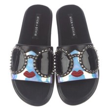 NWT 320 ALICE  OLIVIA LEATHER STUDDED SLIDES SZ 6 36