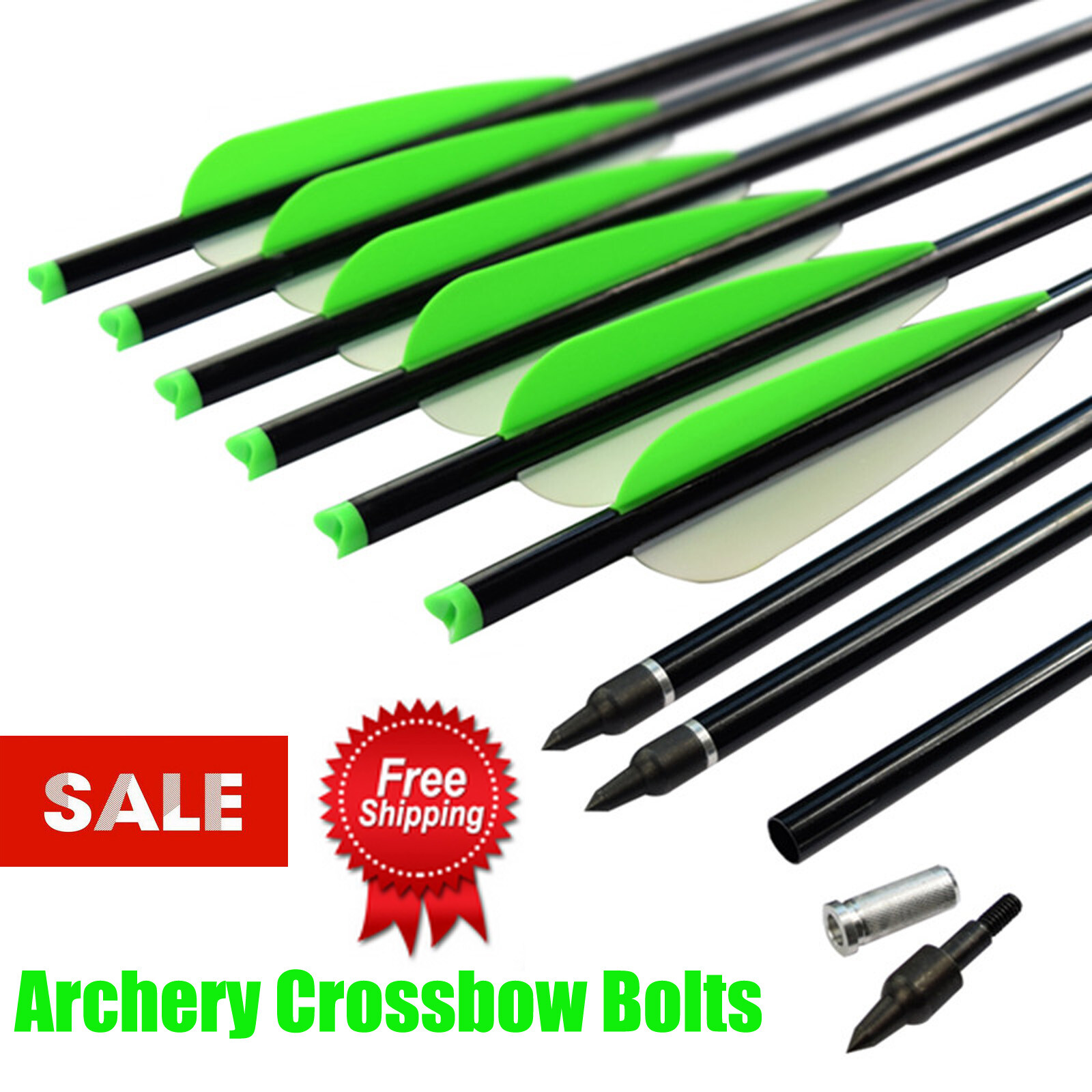 6X 20" Crossbow Bolts Aluminum Archery Arrows 4'' Vanes for Shooting