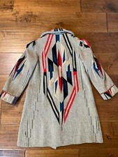 Vintage 1930's Chimayo Blanket By Ganscraft Wool Native Jacket Coat - Size 14