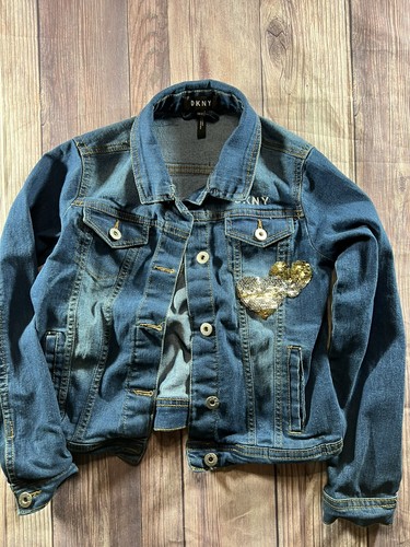 DKNY Girls Kids Bedazzled Jean Jacket 