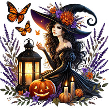Wall Decal Sticker Halloween Moon Witch Wall Sticker 18X18cm Large