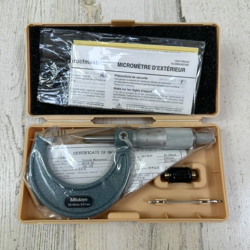 Mitutoyo 103-138 Vernier Outside Mechanical Micrometer 25-50mm w/Ratchet Stop