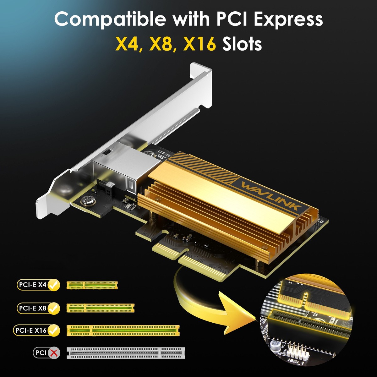 WAVLINK 10G PCIe Network Card RJ45 Ethernet Network Adapter for