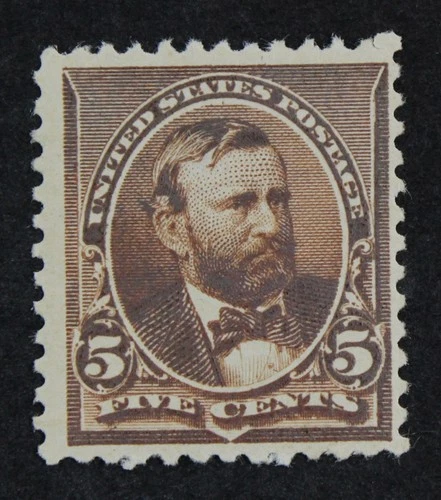CKStamps: US Stamps Collection Scott#223 5c Grant Mint LH OG Tiny Thin