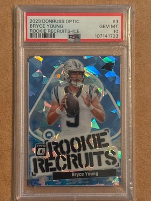 2023 Optic Bryce Young Panthers rookie recruits blue ice /15 PSA 10 #match