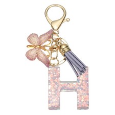 Alphabet H Tassel Butterfly Initial Letter Keychain Purple, Pack of 1