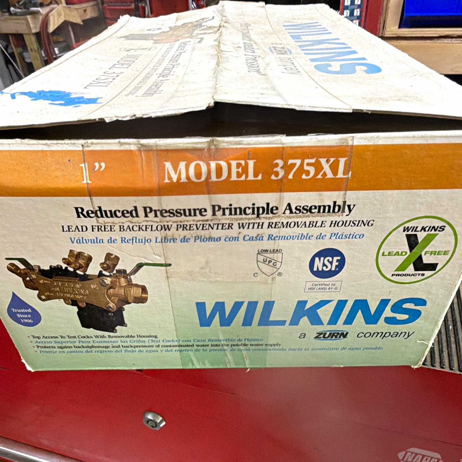 Wilkins 375XL 1 in RPZ Backflow Preventer, Manual, Removable Housing