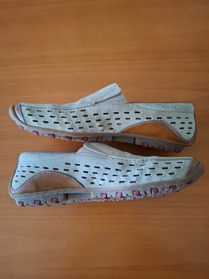Rieker Herren Slipper Gr. 42 Beige Leder Slip-On Sommer Halbschuhe 45447