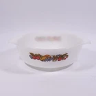 Vintage FIRE KING 437 NATURES BOUNTY Fruit Glass Casserole Baking SERVING DISH