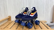 Vintage Mayfair Disco Roller Skates Size 8.5 Blue Rainbow Retro 70s 80s Boxed