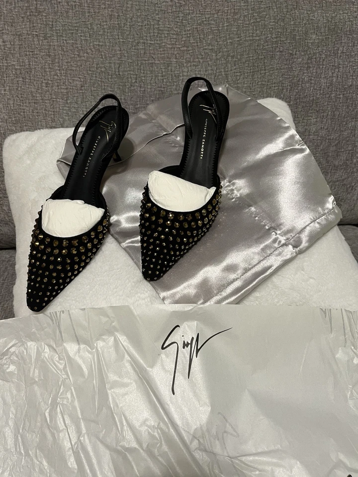 Lindos saltos gatinho com joias designer italiano de luxo GIUSEPPE ZANOTTI tamanho 7,5 - Imagem 2 de 4