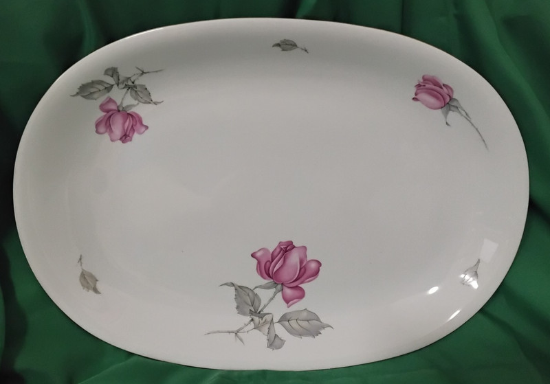 Vintage R KPM Germany Krister Porcelain China 15" Platter Pink Rose #675-Germany