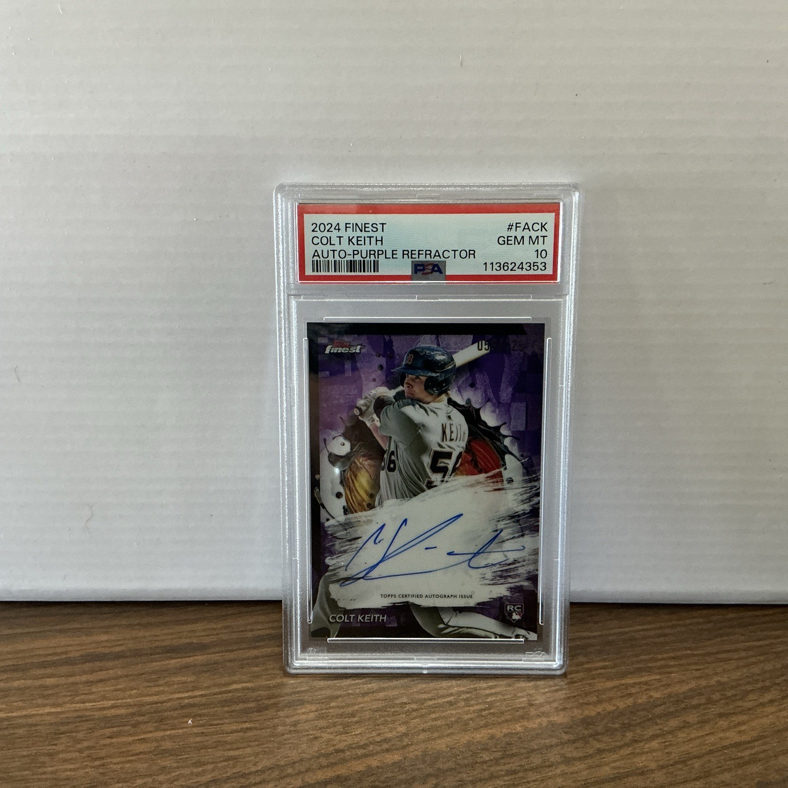 2024 Topps Finest Colt Keith Purple Refractor Auto /125 RC PSA 10 Gem Mint