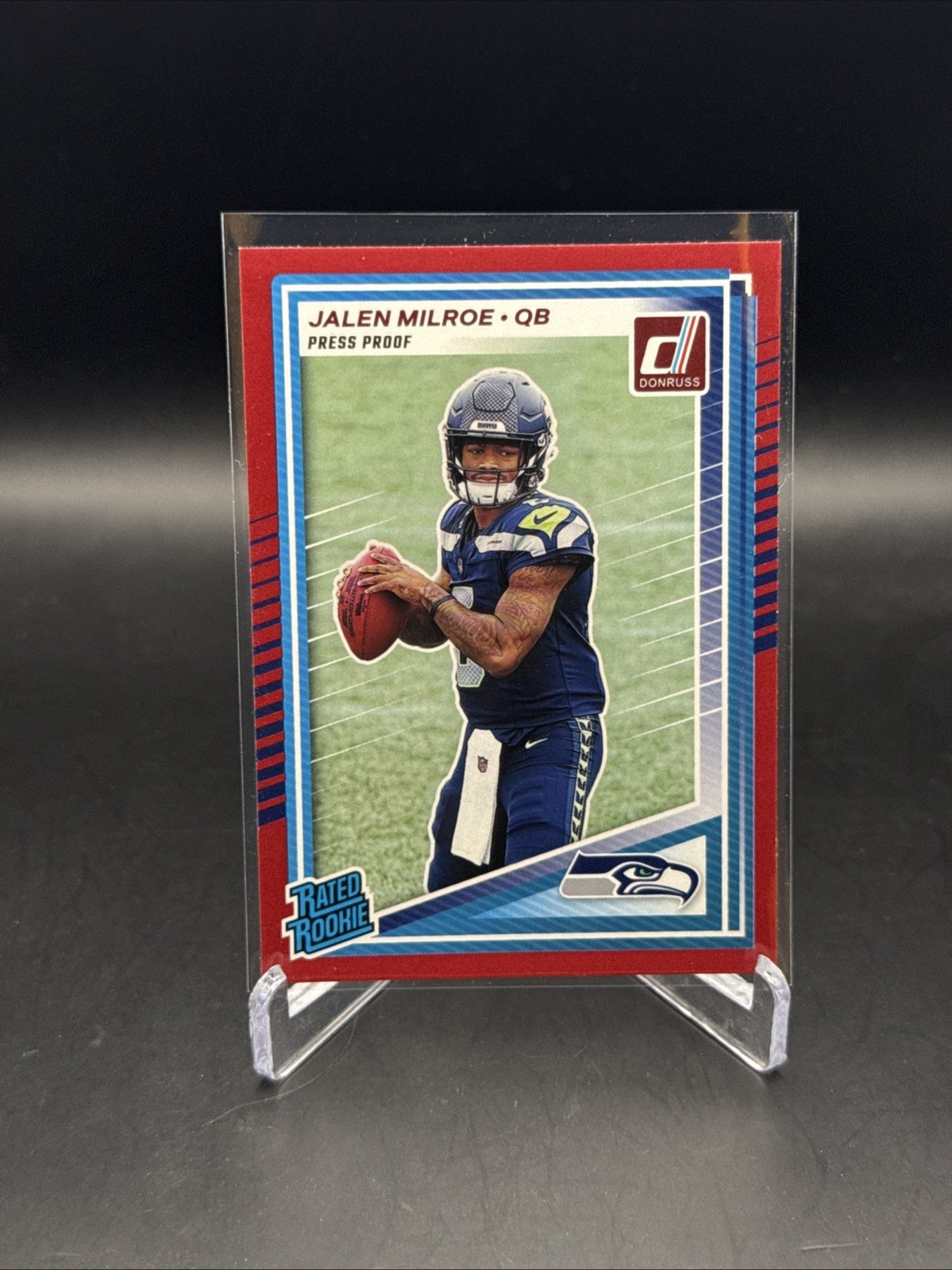 2025 Panini Donruss - Rated Rookie Jalen Milroe #307 Press Proof Red (RC)