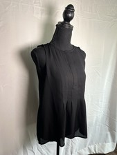Banana Republic Women's Black Pleated Sleeveless Blouse Size Small