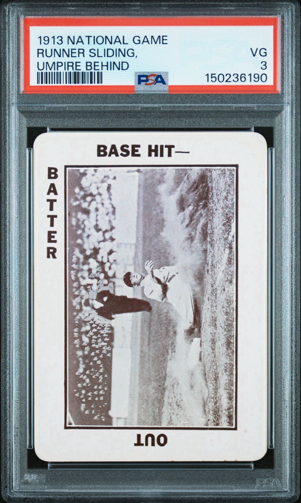 TY COBB 1913 NATIONAL GAME RUNNER SLIDING/UMPIRE BEHIND PSA 3 ! *GEORGIA PEACH !