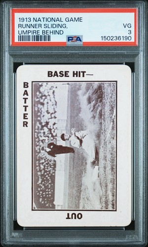 TY COBB 1913 NATIONAL GAME RUNNER SLIDING/UMPIRE BEHIND PSA 3 ! *GEORGIA PEACH !