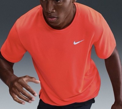 NEW Nike Men's Dri-FIT UV Miler Running T-Shirt Bright Orange XL