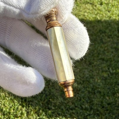 Antique Mother of Pearl Gold Filled Propelling Retractable Pencil Fob Pendant