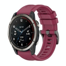 For Garmin Quatix 7 Pure Color Steel Buckle 22mm Silicone Strap Red vi