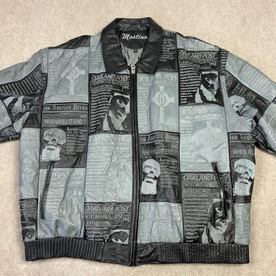 Vintage 90s BIG Biggie Smalls Death Tribute Leather Jacket Men 4XL