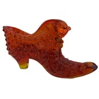 Fenton Glass Amberina Cathead Hobnail Slipper Shoe Vintage 3"