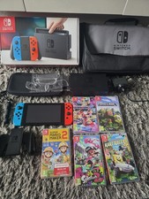 Nintendo Switch Console Bundle 5 Games Travel Bag Original Box