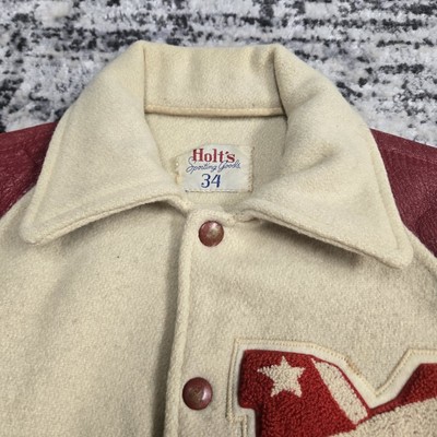 Vtg 1950s Holts Sporting Goods Letterman Varsity Jacket 34 Patched
