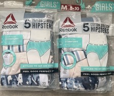2 Packs Reebok Girls M 8-10 Hipster 5-Pack Panties