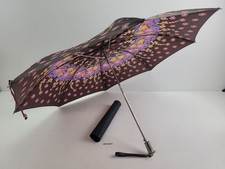 Regenschirm mit H&uuml;lle Belam Stoff Metall Blumen DDR 60er 70er Jahre #2513311