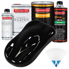 Jet Black (Gloss) Auto Paint Urethane Basecoat Quart Kit & European Clear Coat