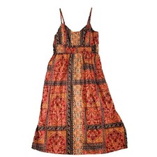 Old Navy Midi Dress Women Medium Pink Paisley Babydoll Boho Cottagecore Hippie