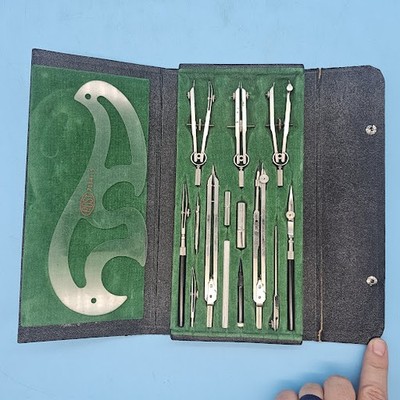 Vintage Lafayette F-65 Drafting Tool Set Compass Divider French Curve Germany