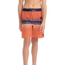 Hurley Kids Orange Stripe Swim Trunks, Size 6-7