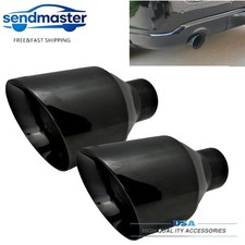 2x Dodge Rt Srt Ram 5 Big Black Exhaust Tip 2.5 Inlet Angle Cut Double Wall