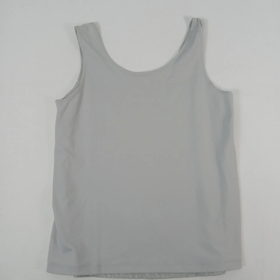 Camiseta sin mangas para mujer 2 blusa brillante de encaje gris plateado sin mangas estilo campesino Y2K Foto 2 de 4