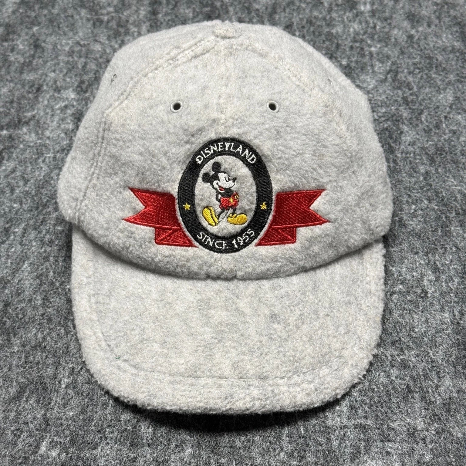 Vintage Disney Disneyland Mickey Mouse Goofy's Hat Cap Co. Gray Fleece USA