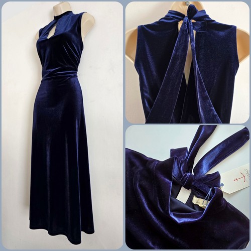 Seasalt Size 18 RRP £86 BNWT Navy Velvet Sleeveless High Neck Midi Elegant Dress - Picture 7 of 24